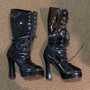 Pleaser Lace-Up High Heeled Boots